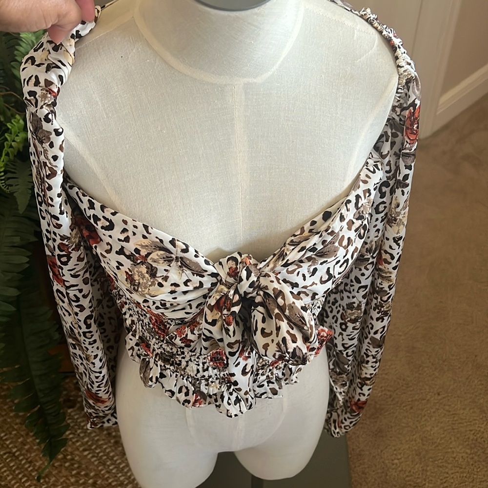 *NEW* Animal Print Crop Blouse